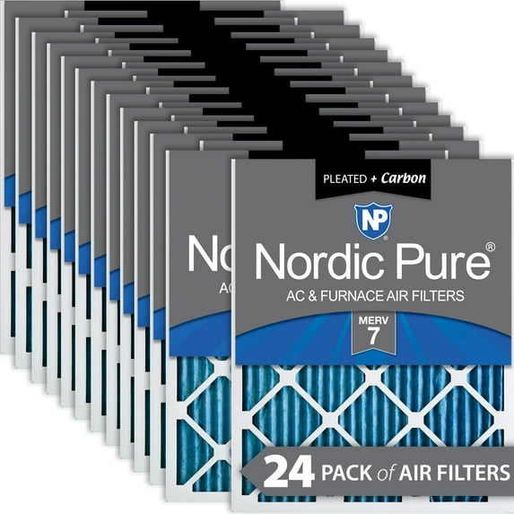 16x20x1 (15_1/2x19_1/2) Pleated Air Filters MERV 7 Plus Carbon 24 Pack