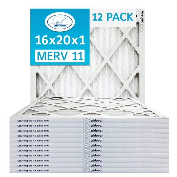16x20x1 Air Filter MERV 11 (12-Pack) TRION Air Bear Pleated HVAC Air Filters Replacement (Actual Size 15.5 x 19.5 x .75)