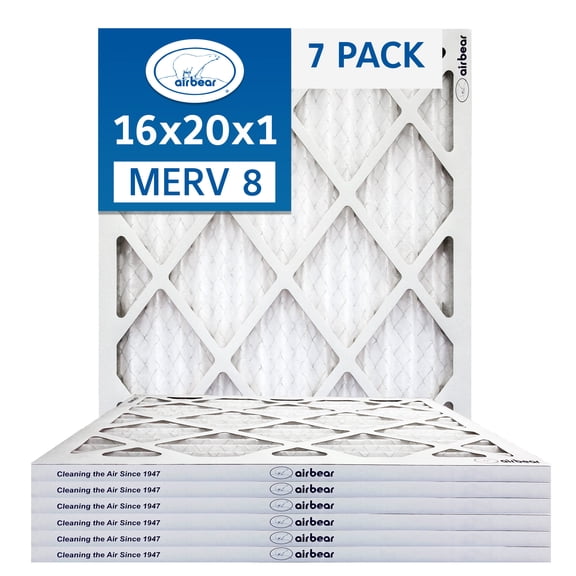 16x20x1 Air Filter MERV 8 (7-Pack) TRION Air Bear Pleated HVAC Air Filters Replacement (Actual Size 15.5 x 19.5 x .75)