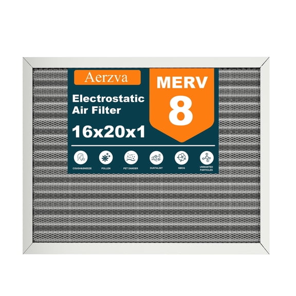 16x20x1 Reusable Air Filter, Washable, MERV 8, Permanent Electrostatic Air Filter, Lasts a Lifetime, Breathe Safely at Home or in the Office