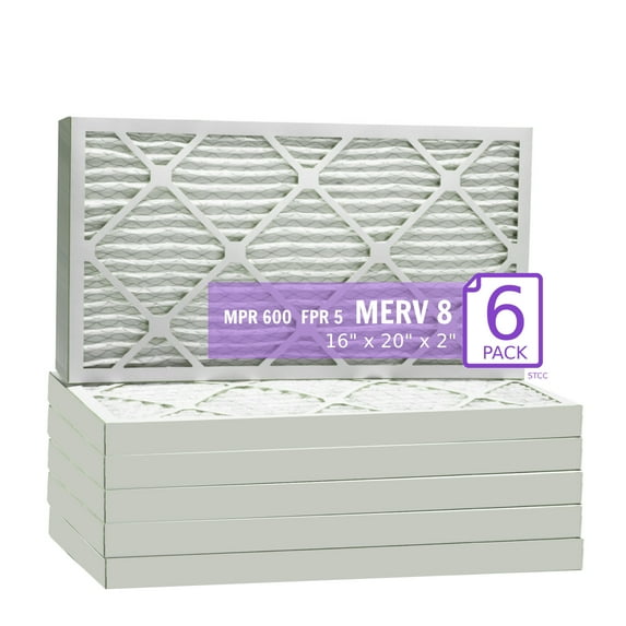 16x20x2, Purolator DMK80 Extended Surface Pleated Air Filter, Mechanical MERV 8, (6 Pack)