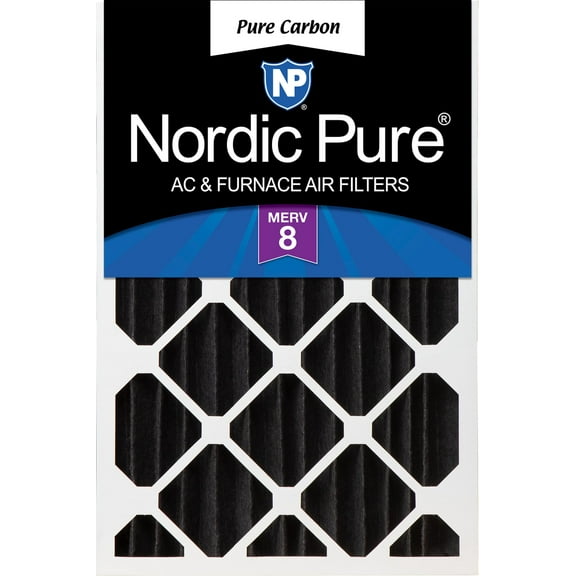 16x20x4 (3 5/8) Pure Carbon Pleated Odor Reduction Merv 8 Furnace Filter 1 Pack
