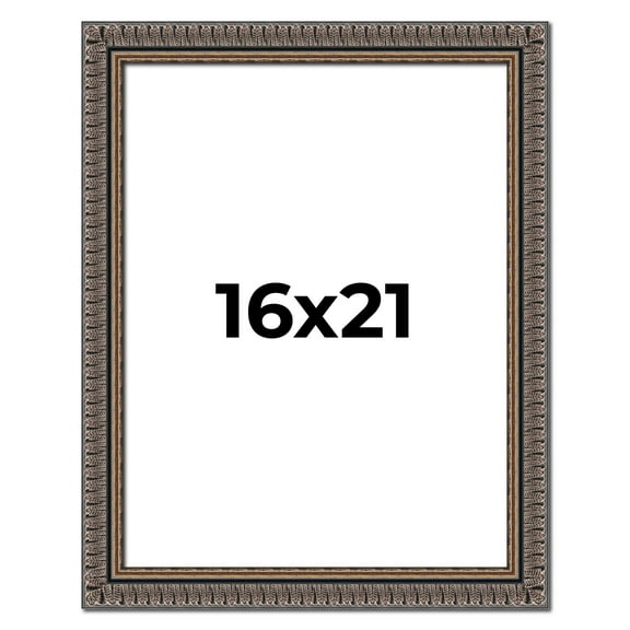 16x21 Frame Black Feather Payton Ornate Solid Wood Picture Frame Width 1.75 Inches | Interior Depth