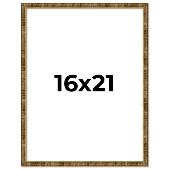 16x21 Frame Gold Kingsley Distressed Solid Wood Picture Frame Width 0.75 Inches | Interior Frame