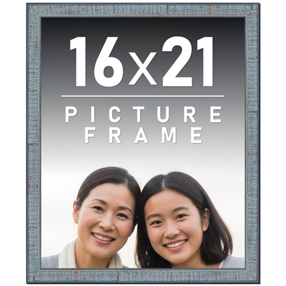 16x21 Frame Rustic Sky Blue Solid Wood Picture Frame | 0.75 Inch Moulding Width |Includes UV