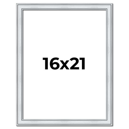 16x21 Frame Sterling Silver Solid Wood Picture Frame | 1.25 Inch Moulding Width | 0.75 Inch