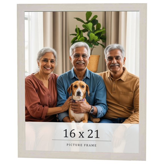 16x21 Frame White Wheat Solid Wood Picture Frame | Moulding Width 0.75 Inches | Interior Depth 0.5