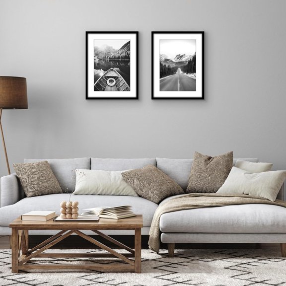 16x21 Picture Frame with Polished Plexiglass - Set of 2 - Use as 12x17 Frame with Mat or Display 16x21 Photo Without Mat - Galleria Collection - Picture Frames for Wall Display - Black