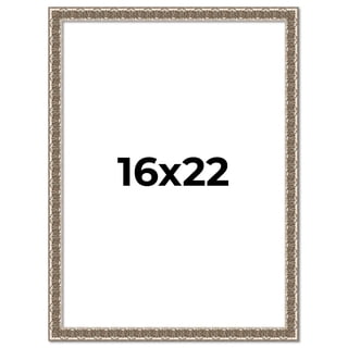 16x22 Frame Silver Versailles Ornate Solid Wood Picture Frame | 1 Inch Moulding Width | Interior