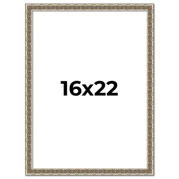 16x22 Frame Silver Versailles Ornate Solid Wood Picture Frame | 1 Inch Moulding Width | Interior