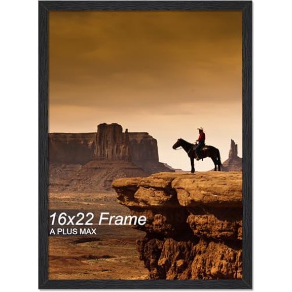 16x22 Picture Frame, Black Engineered Wood Frame for 16 x 22 Inch Picture Poster Photo, Light Weight 16 by 22 Frame with Wood-grain for Wall - 1 Pack/Black/16 x22