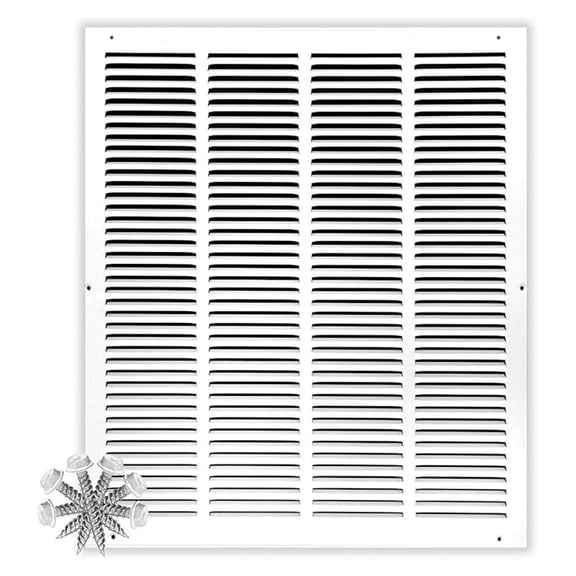 16x22 Return Cover Grille for Wall or Ceiling Duct Opening - Flat Stamped Face Air Grill by - White - Overall Size: 17.75" x 23.75"