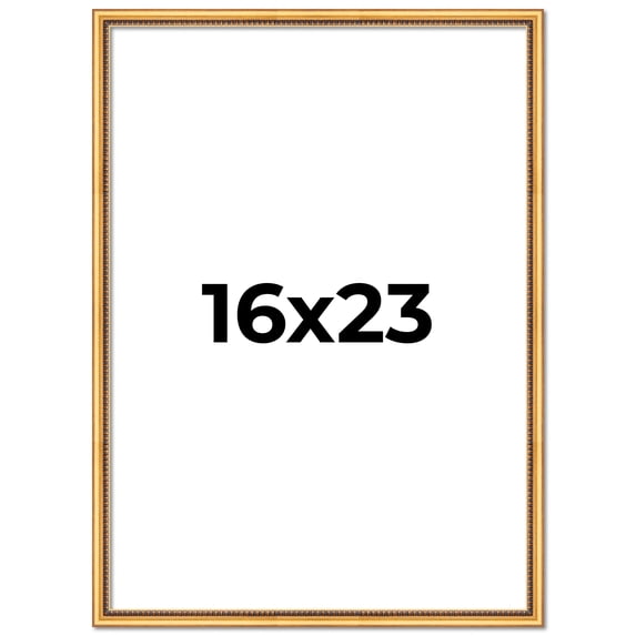 16x23 Frame Beaded Gold Solid Wood Picture Frame | 0.75 Inches Moulding Width | Liscio Oro