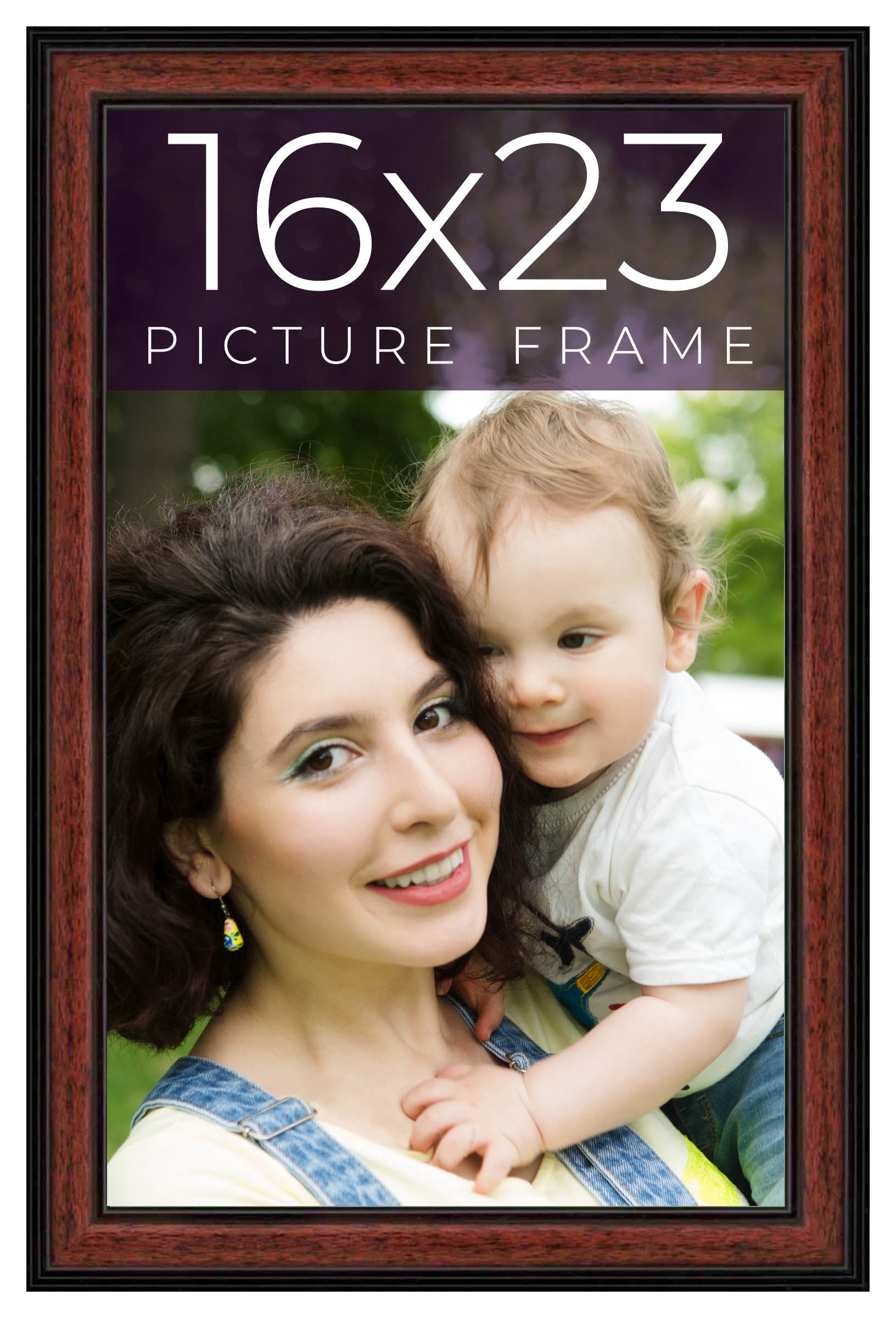 16x23 Frame Executive Brown Round Mahogany Finish Solid Wood Picture ...