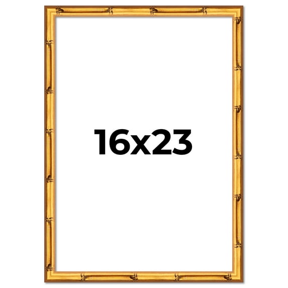 16x23 Frame Gold Bamboo Solid Wood Picture Frame | 1 Inch Moulding Width | Interior Frame Depth