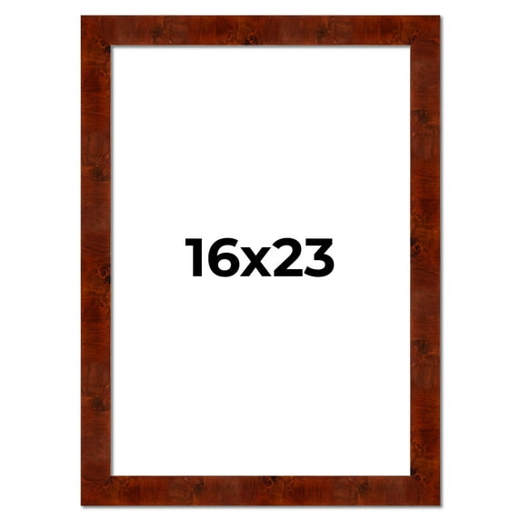 16x23 Walnut Brown Veneer Real Wood Picture Frame Width 1.75 inches | Interior Frame Depth 0.5