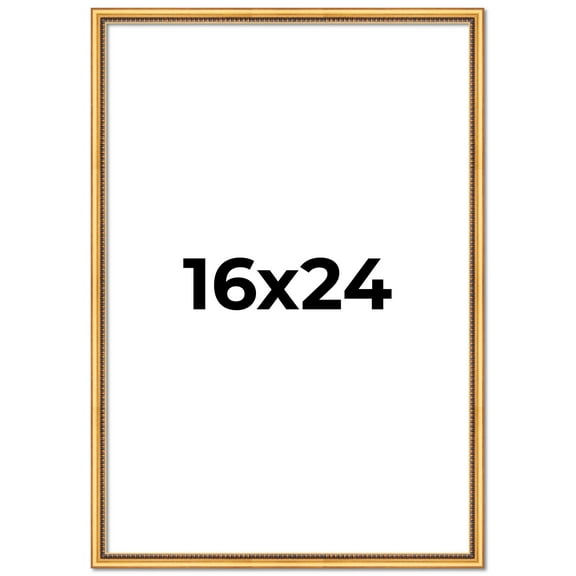 16x24 Frame Beaded Gold Solid Wood Picture Frame | 0.75 Inches Moulding Width | Liscio Oro