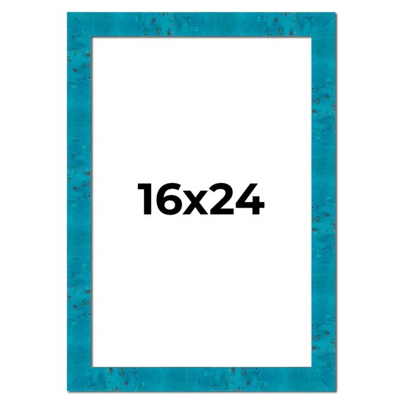 16x24 Frame Blue Teal Burl Wood Picture Frame | 1.75 Inch Moulding Width | Interior Frame Depth 0.5
