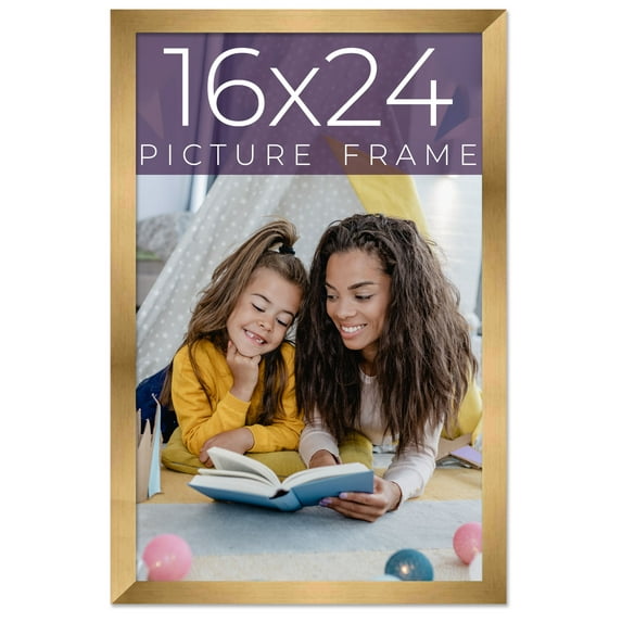 16x24 Frame Gold Bronze Solid Wood Picture Frame Width 0.75 Inches | Interior Frame Depth 0.5