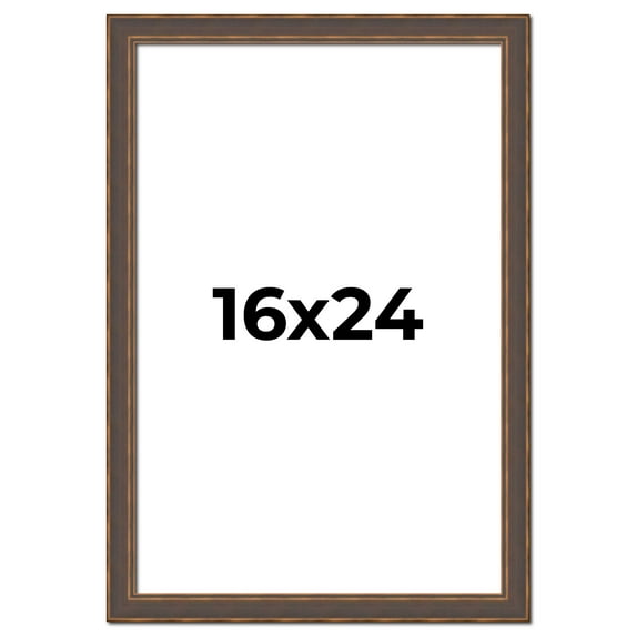 16x24 Frame Golden Caramel Solid Wood Bronze Picture Frame | 1.25 Inch Moulding Width | 0.5 Inch
