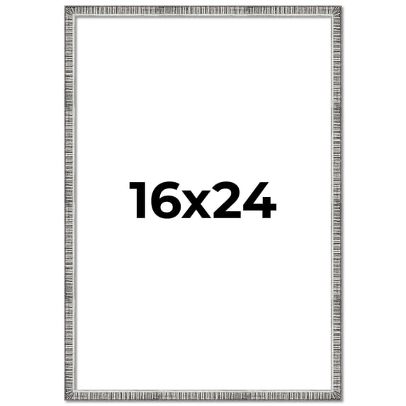 16x24 Frame Silver Grey Distressed Solid Wood Picture Frame | 0.75 Inch Moulding Width | Interior