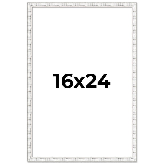 16x24 Frame White Scuffed Rustic Solid Wood Picture Frame | 0.75 Inch Moulding Width| Includes UV