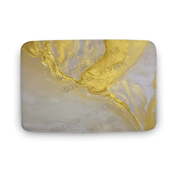 16x24 Green and Gold Marble Bathroom Mat - Elegant Accent
