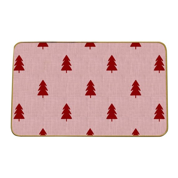 16x24 Inch Christmas Door Mat Outdoor with Christmas Tree,Polyester Non-Slip Washable Absorbent Christmas Rugs for Porch Bathroom Kitchen Laundry Room Festive Decor(Pink)