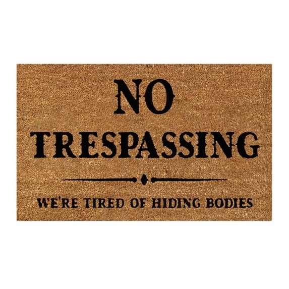 16x24 Inch Coir Door Mats Doormats Washable Door Rug Runner Extra Durable Door Mat Dirt Trapping Outdoor Welcome Mats for Entryway Front Door Patio Porch, Indoor Outdoor, NO TRESPASSING