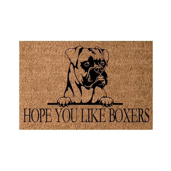 16x24 Inch Easy to Clean Entry Mat Doormat Coir Outdoor Doormats Summer Spring Rugs for Outside Eco Friendly Mats for Front Door Welcome Mats for Entryway, Porch, HOPE YOU LIKE BOXERS