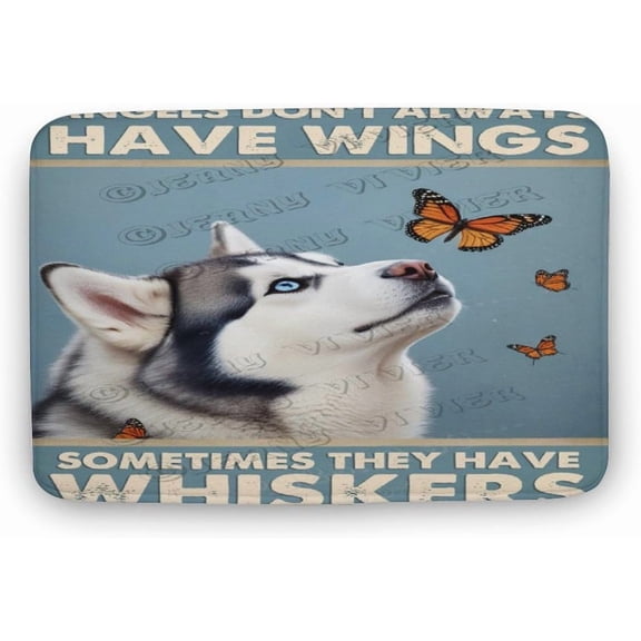 16x24 Inch Husky Dog Bath Rug Non-Slip Absorbent Soft Microfiber Bathroom Mat for Shower Tub Decor