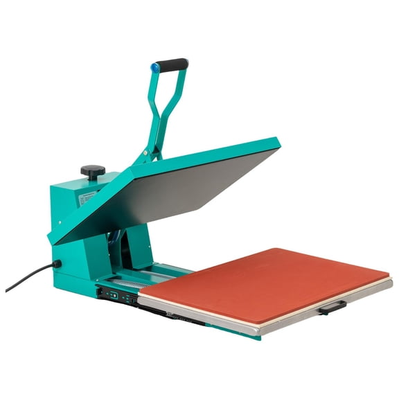 16x24 Inch Manual Heat Press Machine with Slide-Out Base, Teflon Coated Transfer Press for T-Shirts Hoodies Bags Ceramics, Adjustable Temperature Pressure Timer, Green