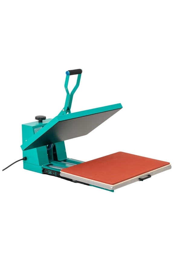 16x24 Inch Manual Heat Press Machine with Slide-Out Base, Teflon Coated Transfer Press for T-Shirts Hoodies Bags Ceramics, Adjustable Temperature Pressure Timer, Green