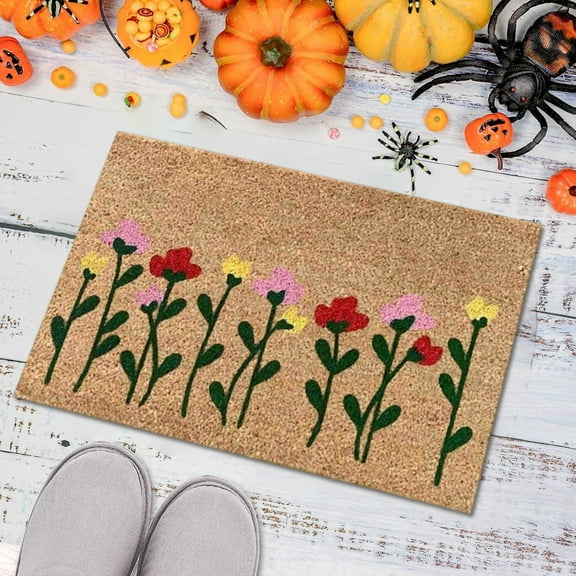 16x24 Inch Outdoor Doormats Floral Entryway Mat, Non-Slip Rubber Backing Machine-Washable Holiday Cheer Welcome Rugs Ideal for Christmas & Everyday Decor