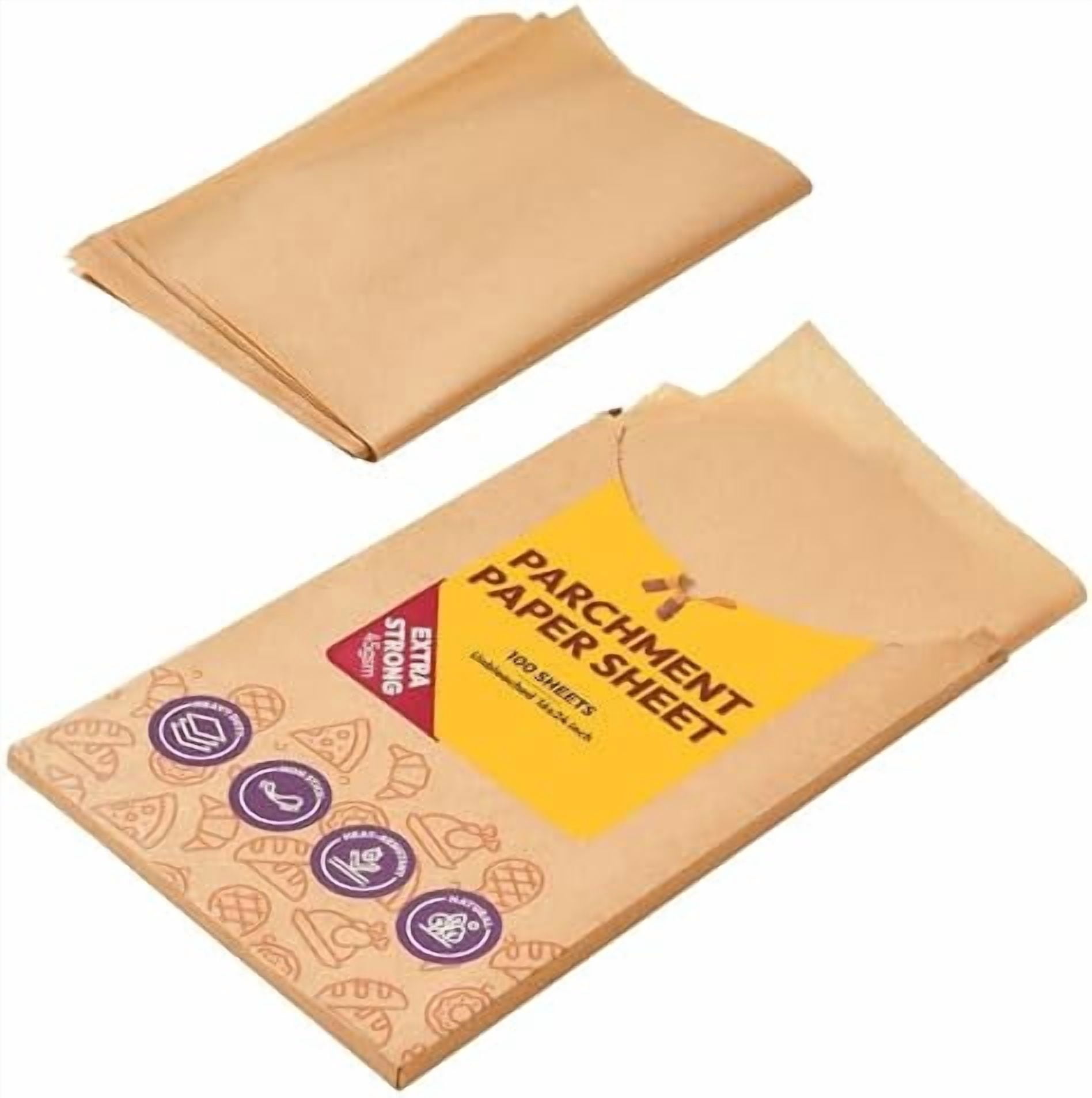 16x24 Inch Parchment Paper Sheets, 100Pcs Non-Stick Precut Baking Parchment, Unbleached Parchment Paper for Baking, Cooking, Grilling, Frying and Steaming, Full Sheet Baking Pan Liners