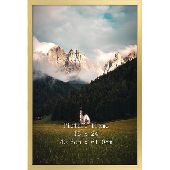 16x24 Picture Frame Gold, Textured Metal Poster Frame 24x16 for Wall Display, Single