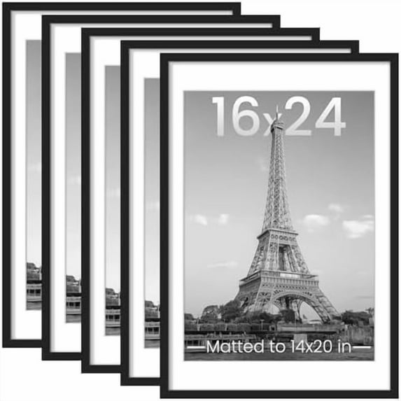 16x24 Picture Frame Set of 5, Display Pictures 14x20 with Mat or 16 x ...