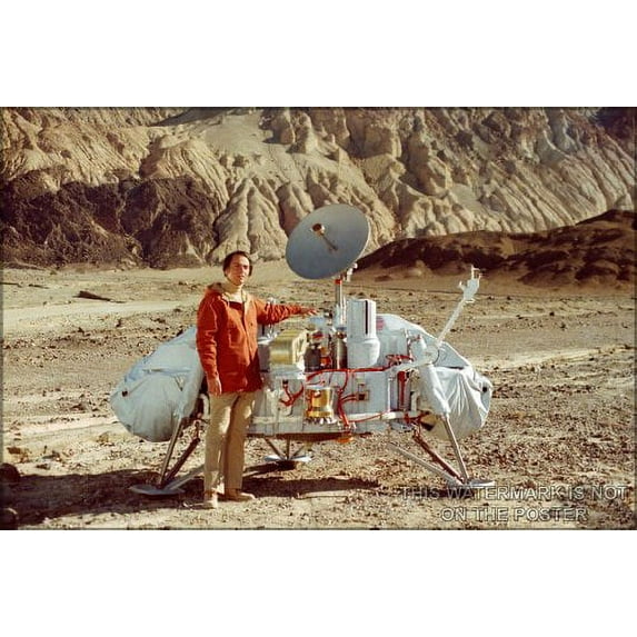 16x24 Poster; Carl Sagan With A Model Of The Viking Lander Probes Which Would Land On Mars. Sagan Examined Possible L