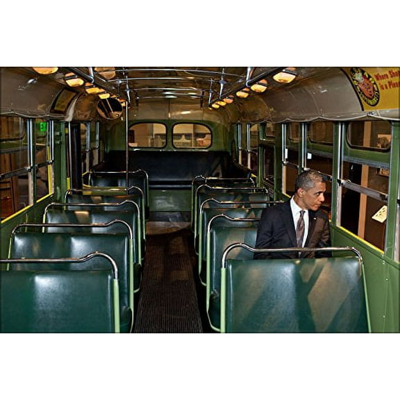 16x24 Poster; President Barack Obama Sits In The Famous Rosa Parks Bus At The Henry Ford Museum After An Event In Dearborn, Michigan, April 18, 2012