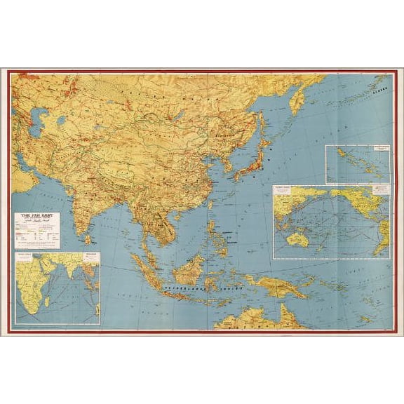 16x24 Poster; Wwii Map Of Southeast Asia Japan China India 1943