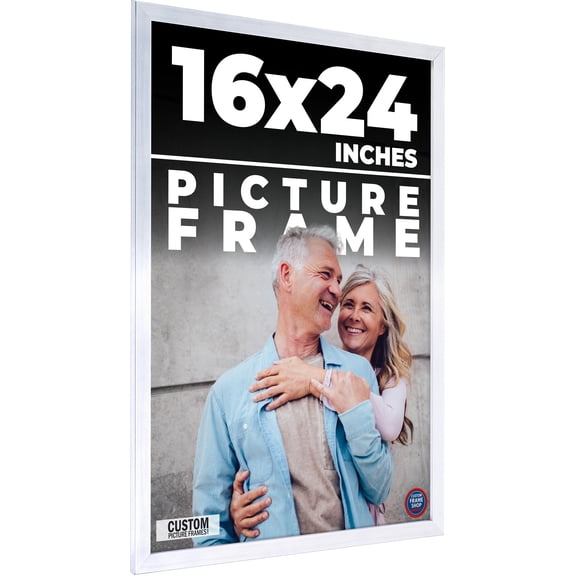 16x24 Silver Wood Picture Frame - UV Acrylic, Foam Board Backing, Hanging Hardware