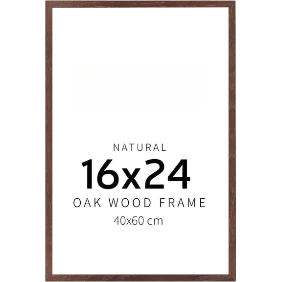 16x24 Solid Oak Wood Picture Frame, No Mat, Wall Display Only, Vertical or Horizontal, Plexi Front, 1 Pack, Walnut