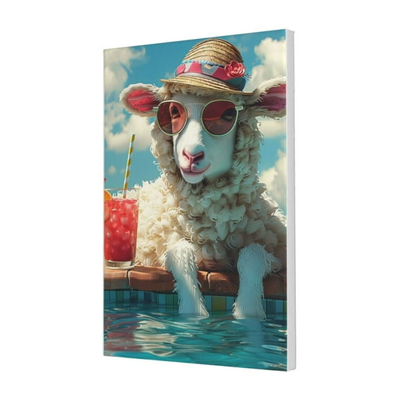 16x24 inch Bathroom Decor Canvas Pictures Sheep In The Bathtub,Indoor Bathroom Decor Poster Canvas,Family Living Room,Kitchen,Bedroom Wall Decor Painting Prints,Funny Gifts For Sheep Lovers