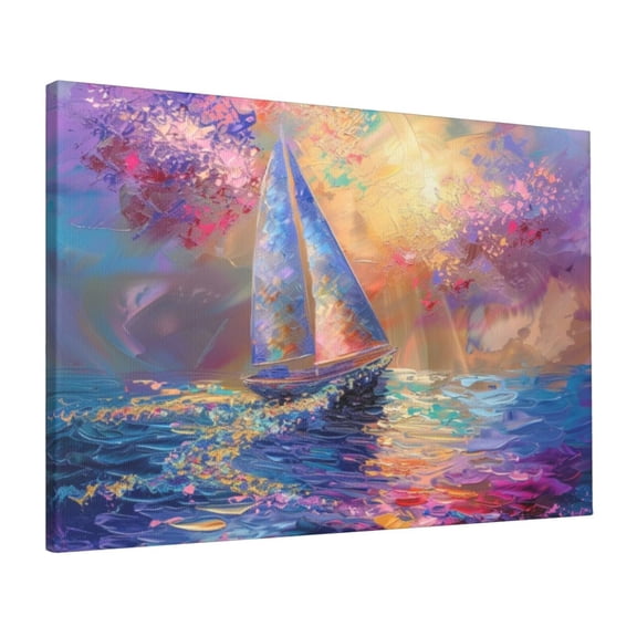16x24 inch Bedroom Wall Decor Sailboats & Setting Sun Frameless Canvas Painting,Indoor Bathroom Home Wall Art Prints Decor,Villa Yard Swimming Pool Decor Poster,Modern Art Sailboats Paintings