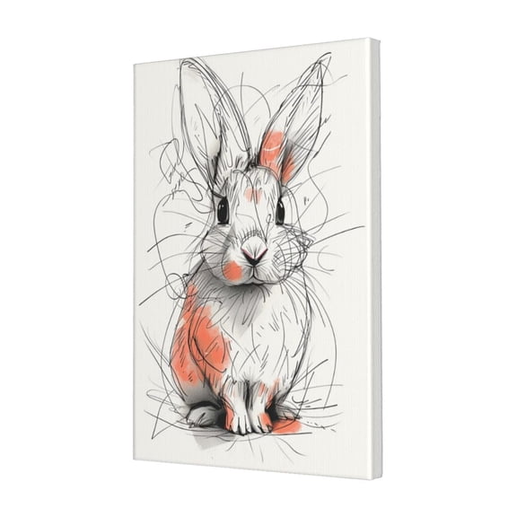 16x24 inch Canvas Frameless Painting Cute Rabbit Thread Draft,Home Room Decor Children'S Room Accessory,Classic Rabbit Thread Draft Modern Style Decorative Painting,For Rabbit Enthusiast Gift