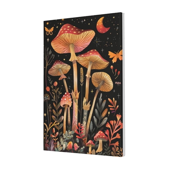 16x24 inch Canvas Frameless Painting Mushroom World At Night,Apartment Living Room,Kids Room,Rustic Cafes,Bar,Restaurant Wall Art Decor Canvas Paintings,Modern Style Mushroom At Night Prints