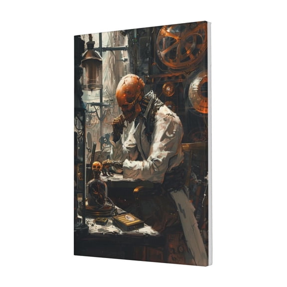 16x24 inch Canvas Frameless Paintings Robots Under Study,Room Decor For Men,Home Study,Bathroom,Lounge Painting Wall Art Decor Canvas Poster,Gift For Researcher,For Man Cave,Lounge,Apartment