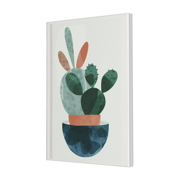 16x24 inch Canvas Frameless Picture Abstract Potted Plant Cactus,Rustic Yard Garden,Bedroom,Studio Wall Decor Posters & Prints,Abstract Potted Plant Cactus Modern Style Painting Canvas Gifts