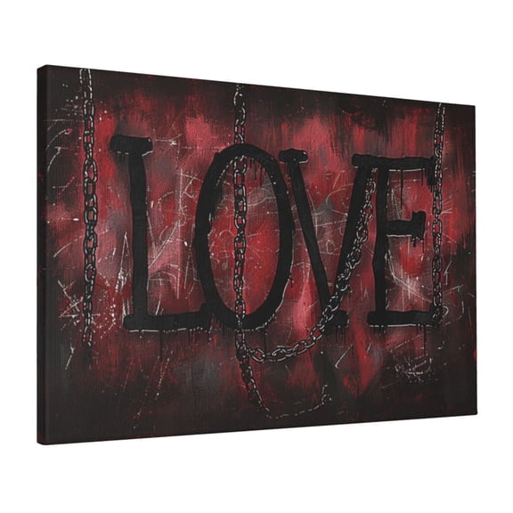 16x24 inch Canvas Frameless Picture 'Love' Slogan & Chain,Bedroom,Studio,Garage Wall Decor Art Prints,Funny 'Love' Slogan & Chain Modern Style Paintings Canvas,Gift For Lovers,For Bar,Cafes