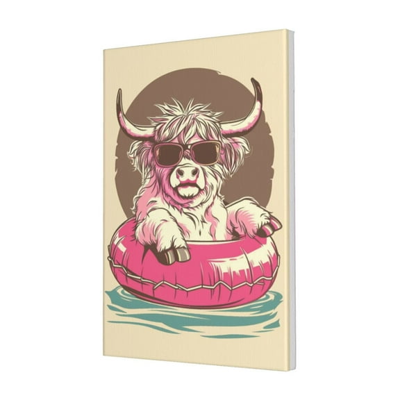 16x24 inch Canvas Frameless Picture The Cattle In Swimming Circle,Rustic Tavern,Cafes,Man Cave,Bathroom Wall Art Decor Painting Canvas,Modern Style The Cattle In Swimming Circle Decor Poster